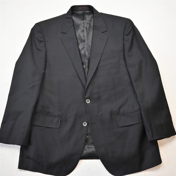 Byron 44R Black 100% Wool Balmoral Mens Blazer Suit Jacket Sport Coat